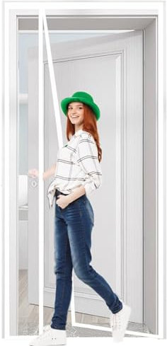 Tenda Anti Mosche Tenda Zanzariera Oscurante 180x185cm Anti Mosche Anti Mosche Anti Insetti Zanzara Porte del Balcone Porte Scorrevoli Bianco