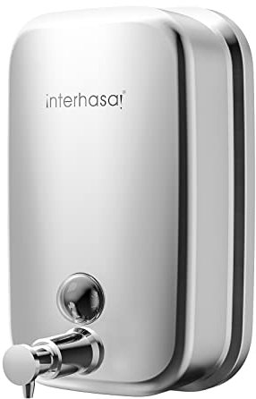 interhasa! Seifenspender Wandbefestigung, Edelstahl Seifenspender Wandmontage, Hygienischer Easy-Push Seifenspender Edelstahl Poliert
