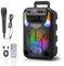Elimavi Karaoke Machine with Microphone, 8 inch Portable Speaker and LED Colorful Lights, Subwoofer PA System with Remote Control Supports TF Card/USB/FM/AUX/TWS/MIC (8 inch)