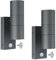 Kerry Outside Wall Lights with Sensor, IP65 Waterproof Up Down Outdoor Lighting, External Pir Wall Mount Security Light, Anthracite Grey Stainless Steel Exterior Mains Powered - 2 Pack (Bulb Excl.)