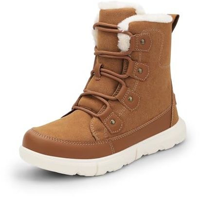 DREAM PAIRS Women’s Lace Up Ankle Snow Boots,Tan,4