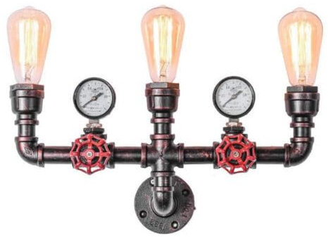 Queeucaer Wandleuchte Vintage Retro Eisen Rohr Wand Lampe Wasserrohr Industrielampe St64,Kann verwendet werden, um Cafés, Bars, verschiedene Freizeitorte, etc. zu dekorieren,58.00 x 23.00 x 9.00 (cm)