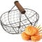 Eierkorb Draht Mit Holzgriff, Metallkorb Eierkorb Mit Snackkorb Drahtkorb Eisenkorb Dekokorb Aufbewahrungskorb Für Küche Picknick Outdoor Drahtkorb Erntekorb, Bietet Platz Für 12 Eier