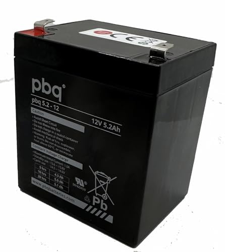 PBQ Batterie plomb-acide 12 V 5,2 Ah pour systèmes d'alarme, alimentation de secours