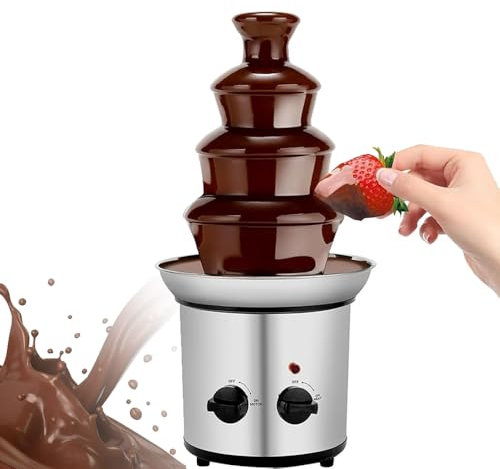Pveanns Chocolate Fountains, 4 Tiers Chocolate Fountain Electric Melting Machine, Easy to Assemble, Automatic Temperature Control for Household Wedding Birthday
