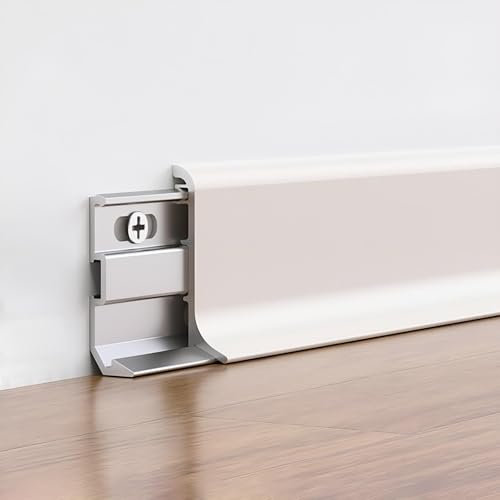 Raouoae Zócalos De Aluminio De 125cm (2 Piezas) Para Cocina, Baño Y Garaje – Molduras De Acabado Moderno, Elegantes Rodapiés Para Paredes Y Armarios En Diseño Interior Contemporáneo(Diamantweiß,Höhe: