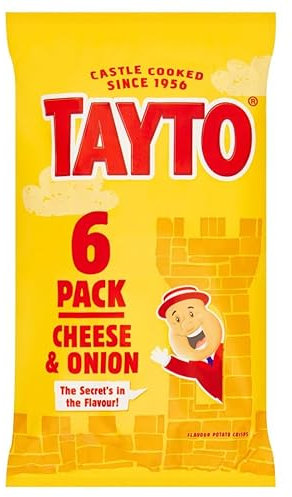 heese & Onion Potato Crisps 6 X 25G, Cheese & Onion Flavoured Potato Crisps, Crunchy and Tasty, The secret's in the flavour, Suitable for vegetarians