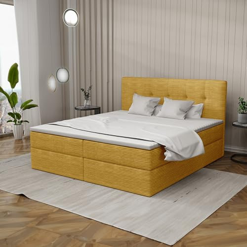 Imebel Boxspringbett 160x200 mit Bettkasten - Bett mit Matratze und 2 Bettkästen - Schlafzimmerbett mit Topper - Bequemes und Elegantes Doppelbett für das Schlafzimmer