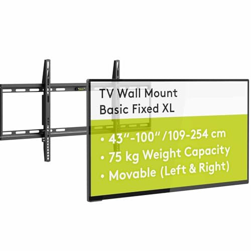 TECHZOCO Soporte de Pared para TV hasta 100 Pulgadas, Soporte Fijo extraplano para Televisores, Soporte de TV, Apto para 43 a 100 Pulgadas (109-254 cm), hasta 75 Kg, Compatible con VESA