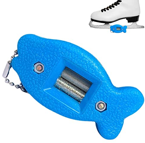 Schlittschuhschärfer |. Fischförmiger Schlittschuh-Klingenschärfer. Handlicher Schleifstein-Klingenschleifer für Hockey-Schlittschuhe und Eiskunstlauf-Schlüsselanhänger. Inklusive Schlüsselanhänger