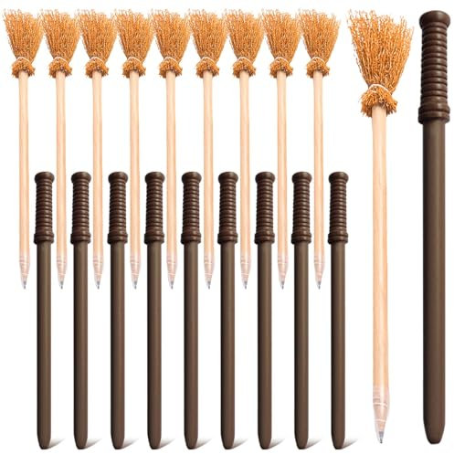 GBKDQQ 20 Hexenbesen und Zauberstab Bleistifte aus Holz, Multifunktional für Magische Themenpartys, Geburtstag Partygeschenke