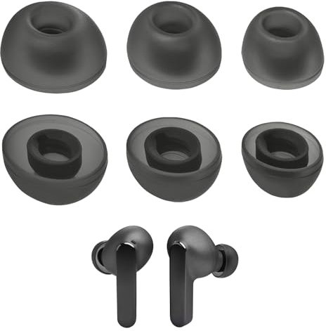 HAPPOW 3 Paar Ersatz Ohrstöpsel für JBL Live Pro 2 TWS/Live Free 2/Tour Pro 2/Vibe Bud, Schwarz/Blau Kopfhörer Silicone Aufsätze, Ear Plug Covers S/M/L, Hochwertigem Weichem Silikonmaterial (Schwarz)