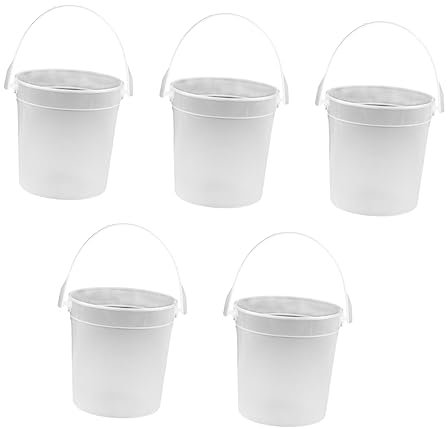 Warmhm 5PCS Transparent Round Bucket Storage Buckets for Artists and Painters for Paint Brush Washing and Creative Projects Easy to Store and Handle
