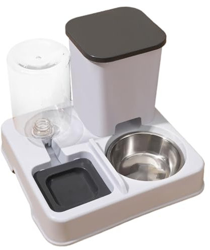Alimentador Y Dispensador De Agua para Mascotas Dispensador Alimentador Y Bebedero 2 En 1 Mascotas Perros Gatos Bebedero para Gato Perro, Juego De Plato De Comida para Cachorros Y Gatitos