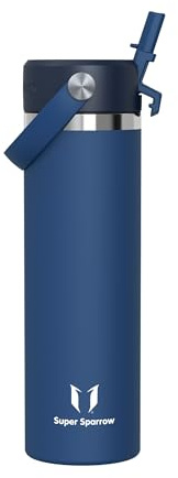 Sparrow Insulated Water Bottle - 750ml - Wide Mouth Metal Bottles - SwivelSip Flask with Straw Lid - BPA-Free, Leakproof, Ergonomic - Ideal for Work, Gym, Travel, Sports
