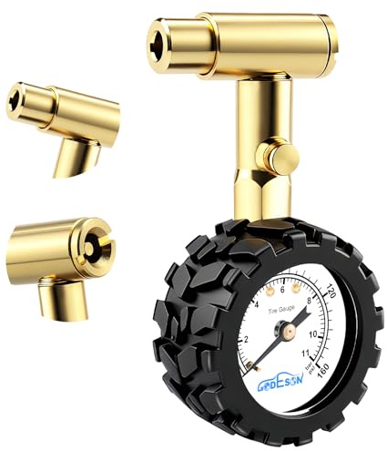 GODESON Fahrrad-Reifendruckprüfer, 11 bar/160 PSI, Schrader und Presta-Reifendruckprüfer, 3,8 cm Zifferblatt, geeignet für Auto, Motorrad, Fahrrad, SUV