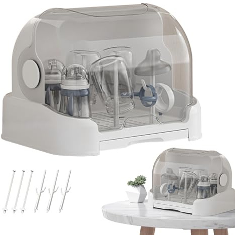 Manolyee Baby Bottle Storage Organizer - Bottle Storage Box Holder with Cover,Space Saving Containers for Breastfeeding Pump Feeding Station Parents Mother Changing Toddler Bedroom Home