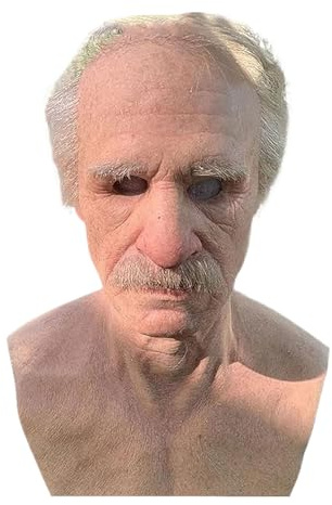 Maschera Per Il Viso Per Anziani - Costume Realistico In Silicone, Accessorio Per Abiti Da Teatro, Oggetto Per Feste In Maschera, Design Umano Realistico | Viso Da Uomo Anziano In Silicone Pe