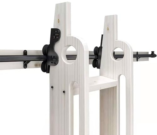 Kit di ferramenta per scala scorrevole in piedi, kit di binari per scale scorrevoli nere da 100~720 cm con ruote a rulli per pavimento (senza scale) per librerie soppalcate(100cm Kit pista)