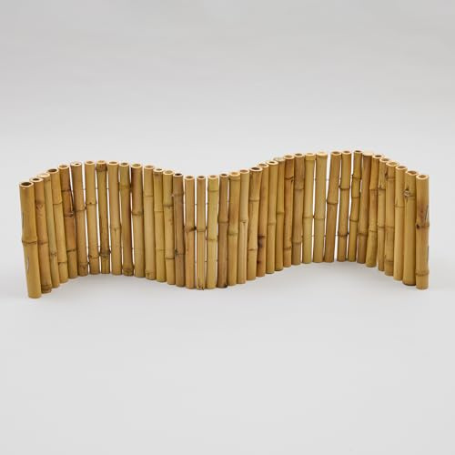 Bambusmatte aus Cendani Bambusrohren (H: 30 cm x B: 120 cm, Rohrdurchmesser 2-3 cm), Flexibel aufgrund der Drahtverbindung, Natürliche Verkleidung für Blumentöpfe, Treppen oder als Beeteinfassung