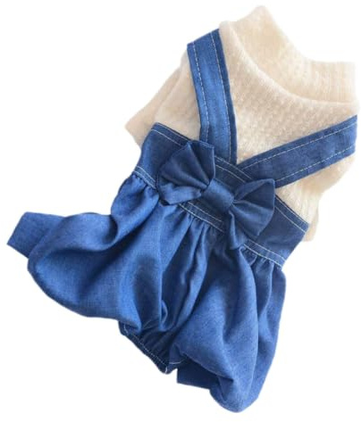 EXAOMBLE Salopette in Jeans per Cani di Piccola Taglia Xl, Abbigliamento per Animali Facile da Indossare, Stile Retrò Estivo Adatto a Cuccioli e Cani Piccoli