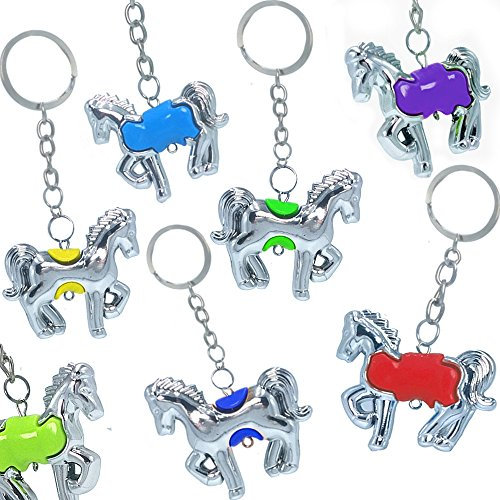 German Trendseller® - 12 x Porte-clés Chevaux┃Pendentif Bijoux ┃pour Enfants┃ Petit Cadeau┃l'anniversaire d'enfant┃ en Optique Argent┃ mélange de Couleurs