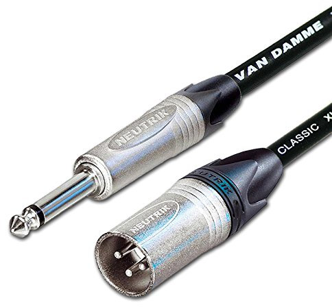 Van Damme Mono Jack to Male XLR lead. Guitar/Mixer/DI Cable. Neutrik NP2X (25cm, Black)