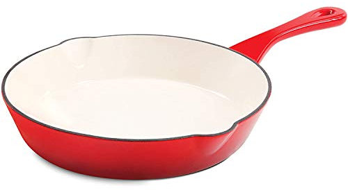 Crock Pot Artisan 8 Inch Enameled Cast Iron Round Skillet, Scarlet Red