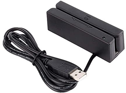 Walfront Magnetkartenleser, USB Mini Magnetischer Kreditkartenleser, 3 Spuren Hi Lo Co Magnet Kartenleser für Kassensystem Kassierer Registrierkasse Quickbook