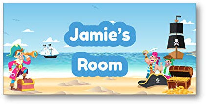Children's Personalised Name Bedroom Nursery Door Signs - Pirate Design