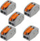 5 PACK | 2 Way 32 AMP WAGO Lever Connector | Electrical Push Snap Fit Terminal Block | Reusable Lighting Junction Choc Clamp | 0.08mm² - 4mm² Power Cables | 222-412 | 400V Max Spring Arm Wire Holder