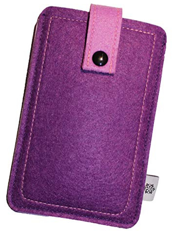 Davii Handy Filztasche passend für Apple iPhone 11 Pro/X/XS (nur Handy), robuste Handy Schutzhülle mit Lasche & Druckknopf, Rundumschutz - M Lila