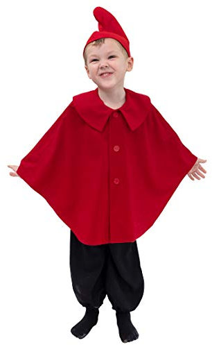 NET TOYS Süßer Zwergen-Umhang für Kinder - Rot 140/152, 8-11 Jahre - Märchenhaftes Unisex-Kostüm-Zubehör Weihnachts-Wichtel Mantel - Passend für Kinder-Karneval & Mottoparty