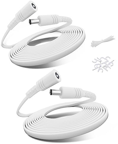Basesailor DC 12V Verlängerungskabel 3M 2Pack,DC 5,5mm x 2,1mm Netzteil Adapter Flaches Verlängerung Kabel,5521 Buchse auf Stecker für CCTV Überwachungskamera 2,IP Netzwerkkamera 4,DVRs Weitere Geräte