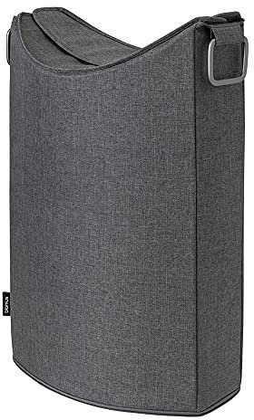 blomus -FRISCO LOUNGE- Wäschesammler, übereinander klappbarer Deckel, schlankes, zeitloses Design, 65l, Farbe Steel Gray (69255)