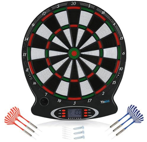 Electronic Dart Board Set, Safety Dartboard, Darts Board Set with 6 Soft Tip Darts, Professional Standard Dartboards with Lcd Digital Score Display, 15 Inch Family Dart Shooting Toys for Kids Adults