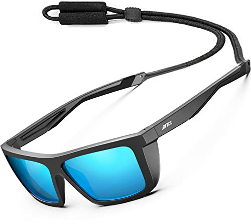 ATTCL Herren Sport Polarisierte Sonnenbrille Für Laufen Fahren Angeln Reise Sportbrille UV-Schutz Sonnenbrillen1124 C13-Black-Black-blue