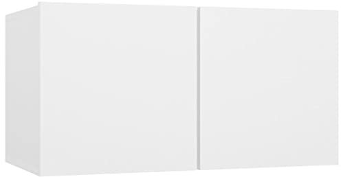 vidaXL Meuble TV Suspendu, Armoire de Télévision, Meuble Télé de Salon, Armoire Murale, Centre de Divertissement Salle de Séjour Intérieur, Moderne, Blanc