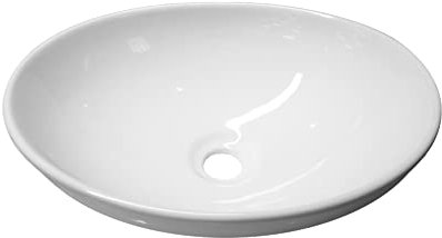 BAIKAL Lavabo sobre Encimera | Curvo | Blanco Brillo | Cerámica | 41 x 33 x 14,5 cm | Sin orificio para grifo | Lavabo Baño | Envío con Embalaje Reforzado