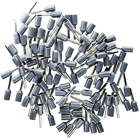 Terminales de cable 0,75 mm² gris, aislados, 100 unidades
