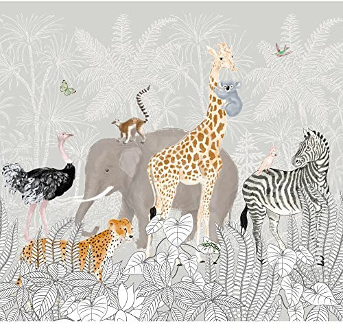 Art for the Home - Fototapeten - Kinder Dschungel - Mehrfarbig - 280cmx300cm | Tapeten Wohnzimmer, Wandverkleidung, Wandtapete Schlafzimmer Mehrfarbig 280 x 300