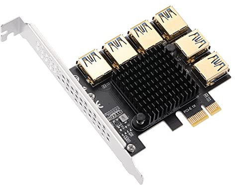 MZHOU PCI-E 1 bis 6 USB-Steckplätze Riser-Karte USB 3.0 PCI-E Adapter Board Multiplier Port GPU Extender Miner Riser Card für BTC Bitcoin Miner Mining