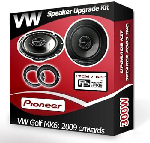 Golf MK6 Speaker upgrade Front Door Pioneer car speakers 6.5 17cm + Rings 300W