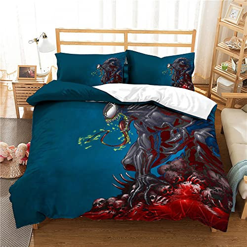CHAOSE Bettbezug Double Size Movie Venom Bettwäsche-Set, 100% Baumwolle, Wendbare Bettbezüge Mit Kissenbezügen (Gift 08,135 x 200 cm)