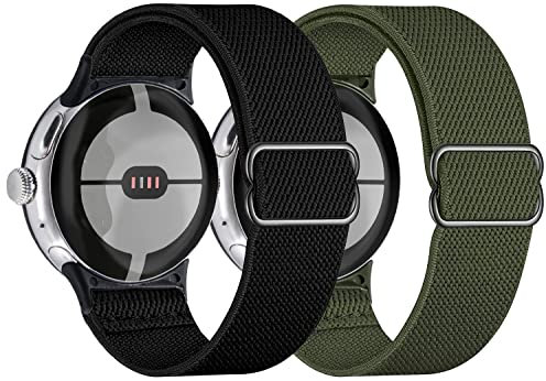 Nigaee Elastisches Nylon Armband Kompatibel mit Google Pixel Watch 3/2/1, Atmungsaktives Verstellbares Gewebte Stoff Ersatzarmband Kompatibel für Google Pixel Watch 3/2/1