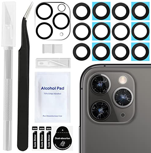 ZHUROUPU 2 Pack Back Rear Camera Glass Lens Replacement for iPhone 11 Pro Max Camera Glass Lens with Back Adhesive, Repair Tool Kit, Camera Glass Lens Protector