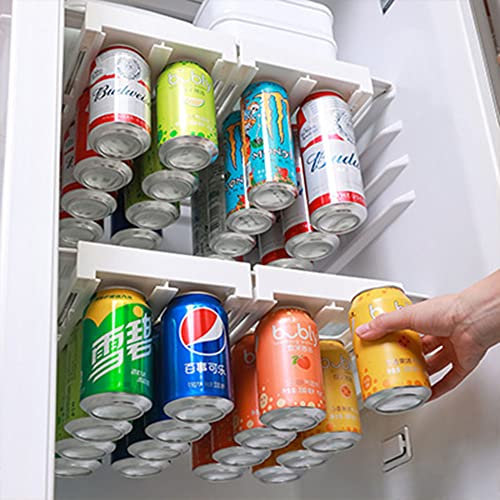 Estante de almacenamiento de bebidas para refrigerador, organizador de latas de refresco para refrigerador, dispensador de botellas de doble fila, dispensador de refresco colgante estante deslizante