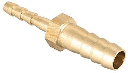 QUARKZMAN 8mm a 4mm Diámetro Recto Latón Espiga Manguera Montaje Reductor x 1uds Conector recto Adaptador para Manguera Conexión, Conector de Lengüeta de Latón [Dorado Tono]