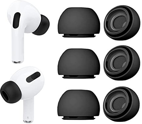 Wiki VALLEY 3Pairs Ear Tips for Airpods Pro 2nd Generation and Airpods Pro,Silicone Eartips Replacement for Apple Airpods Pro EarBuds with Noise Cancelling(Fit in Charging Case) S/M/L-Black