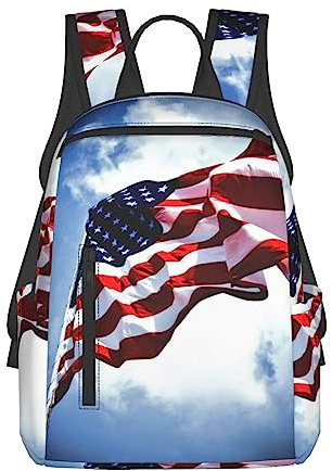 EVANEM Rosa Blumen Mode Schulter Rucksack - Leichter und bequemer Freizeitrucksack für Schule, Arbeit, Reisen, USA-Flagge, One size